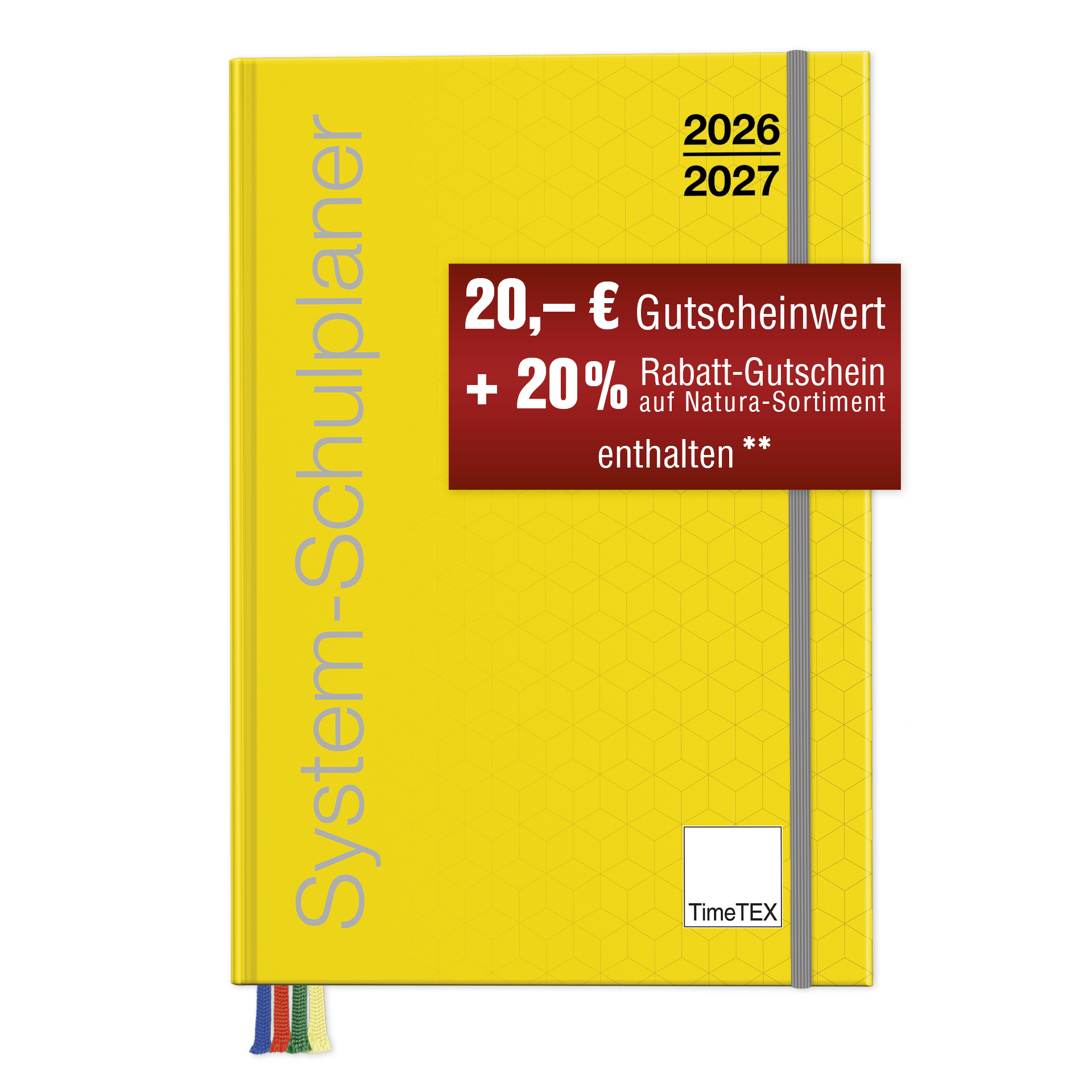 TimeTEX System-Schulplaner - Lehrerplaner - Lehrerkalender A5-Plus, gelb 2026/2027
