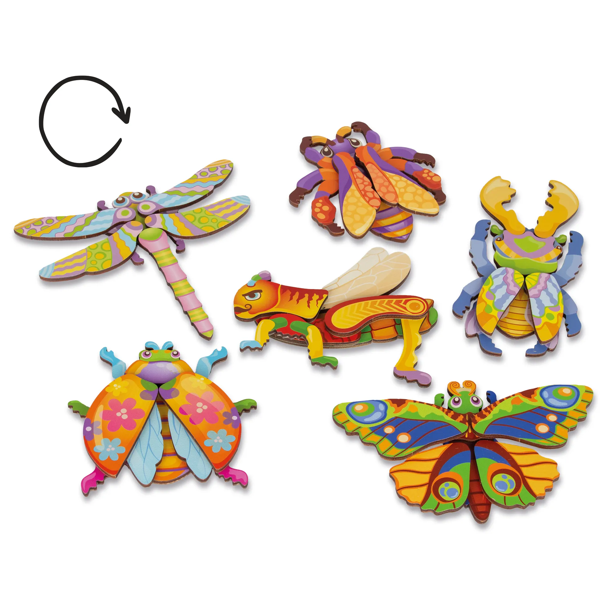 Magnetische puzzel "Insecten" van hout, 45-delig