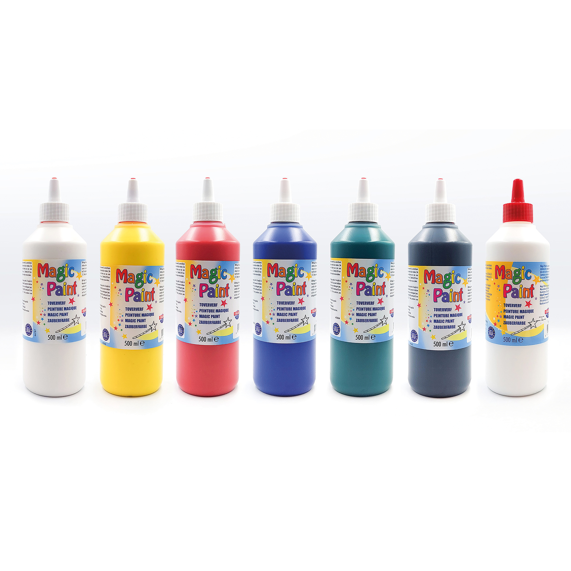 Magic Paint Zauberfarbe inkl. Textilmedium á 500 ml, 7-tlg.
