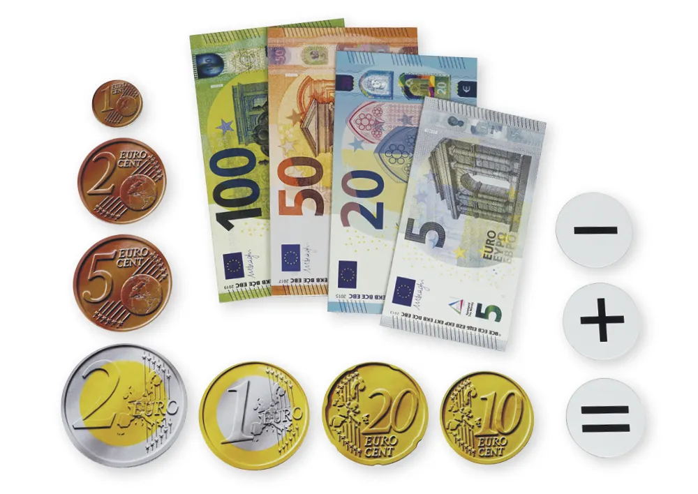 Set Demo-Euro-Rechengeld, magnetisch, 100-tlg., in Stapel-Box