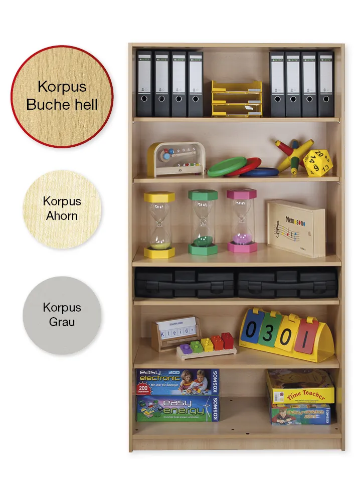 Material-Hochschrank-Regal L, Plustiefe, 6 Fachböden