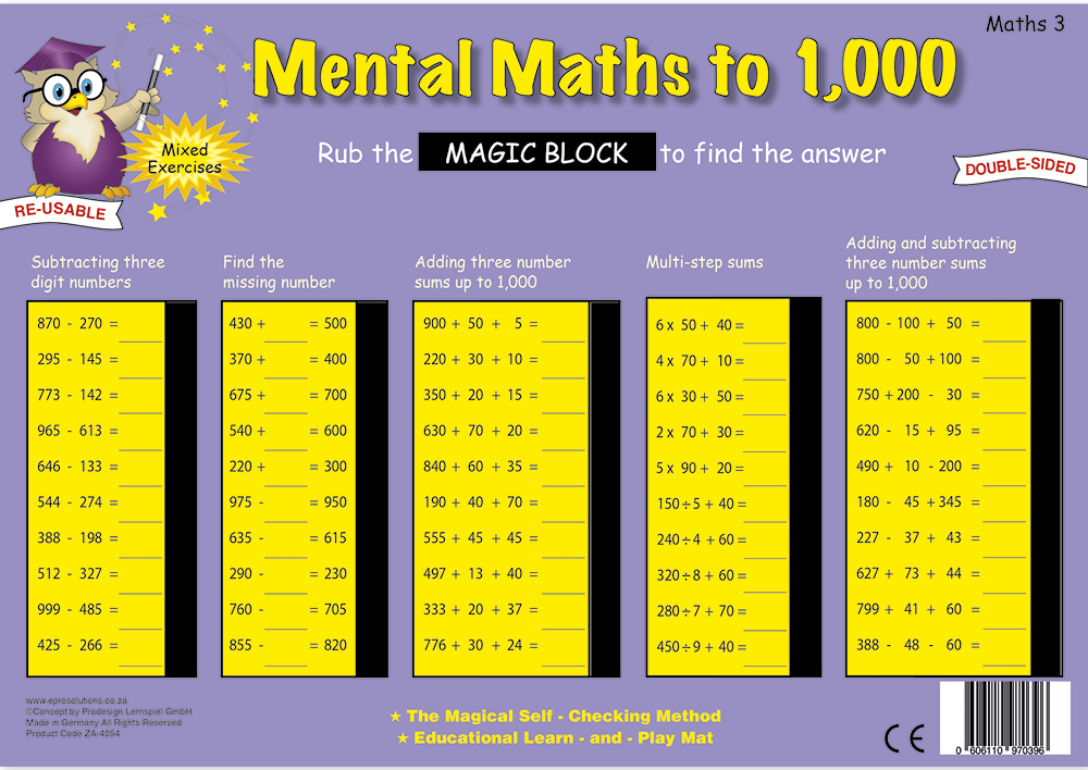 TimeTEX Zaubertafel "Mathematik" Englisch Zahlenraum bis 1000