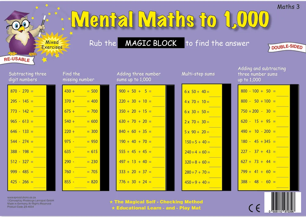 TimeTEX Zaubertafel "Mathematik" Englisch Zahlenraum bis 1000