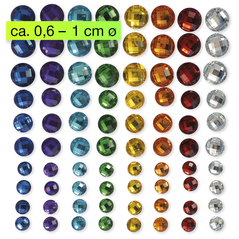 Schmuck-Steine "Regenbogen", selbstklebend, 80-tlg.