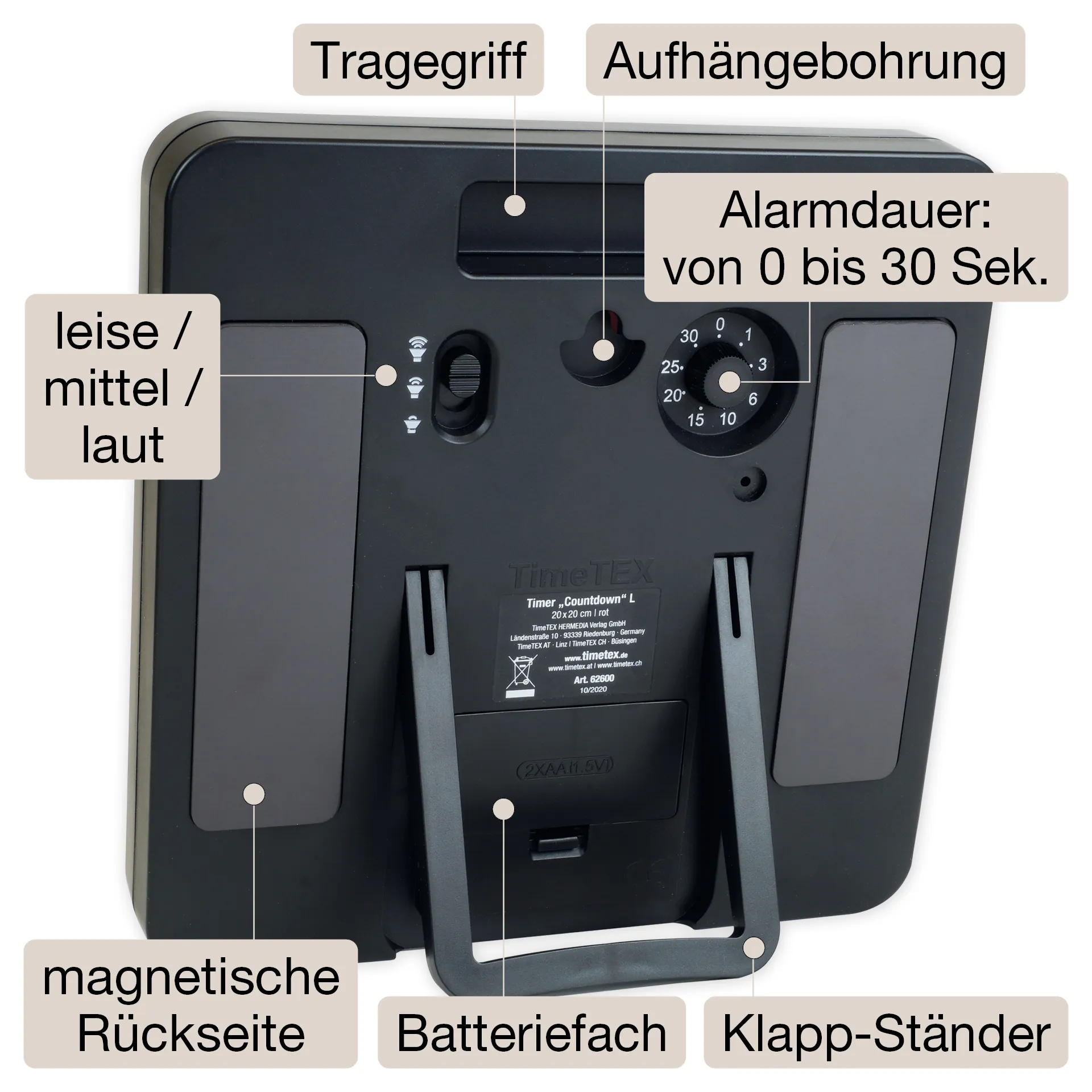 TimeTEX Timer „Odliczanie” L, 20x20 cm