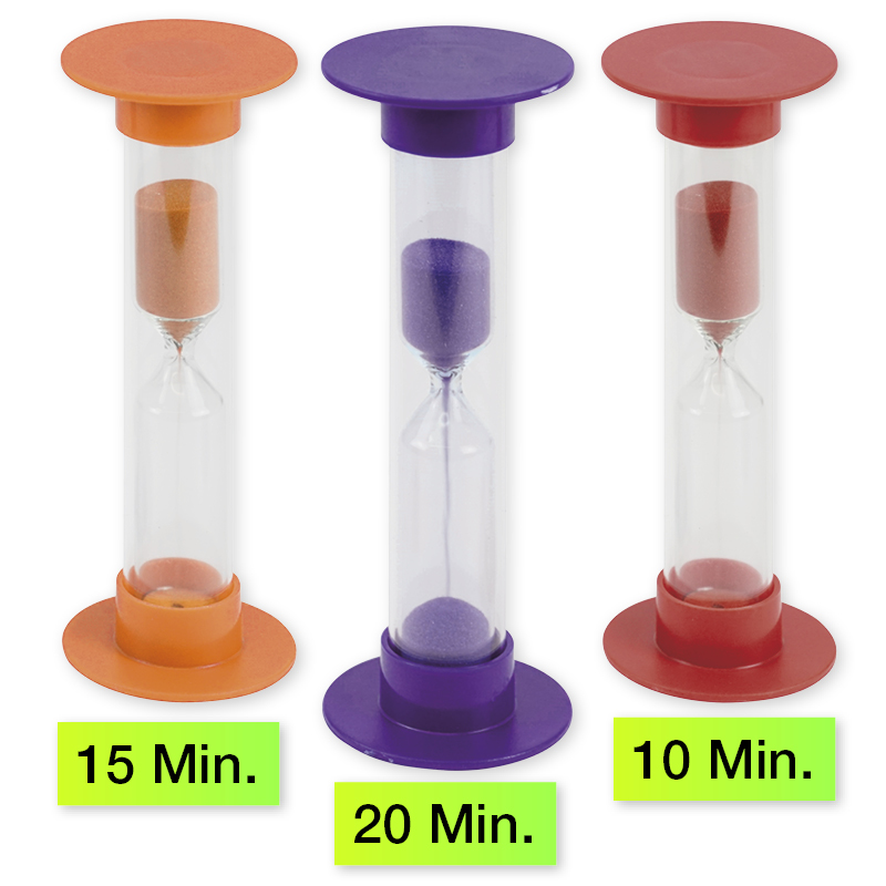 Set de clepsidre "L", 3 piese, înălțime 14,5 cm, ø 5 cm (10/15/20 minute)