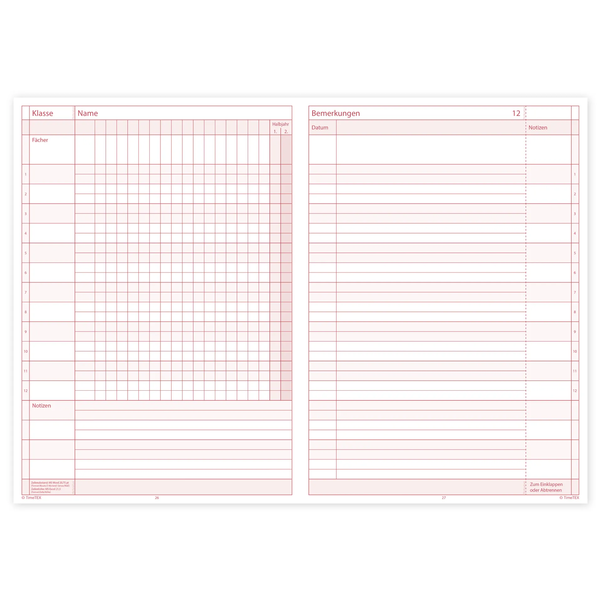 TimeTEX Heft Schüler-Leistung A4