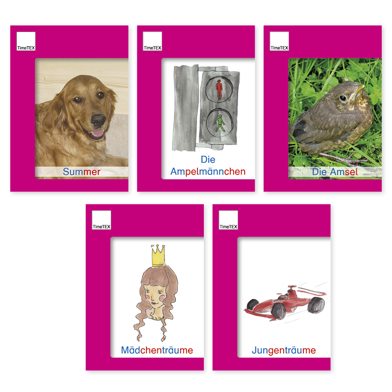 Set Lesebüchlein A6, pinke Serie, 5-tlg.