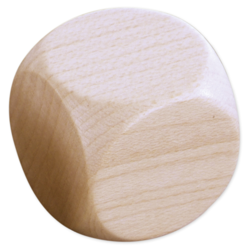 Dados de madera lisos 30 mm, 10 uds. en una bolsa