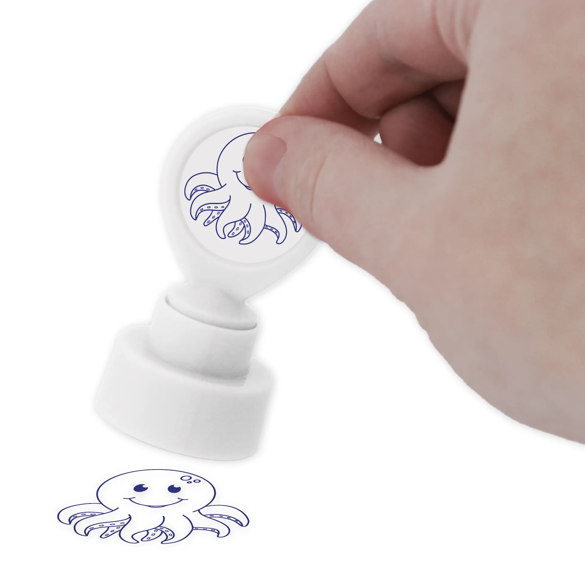 "Perpetuum" Rundt serigrafitrykt stempel "Blæksprutte"