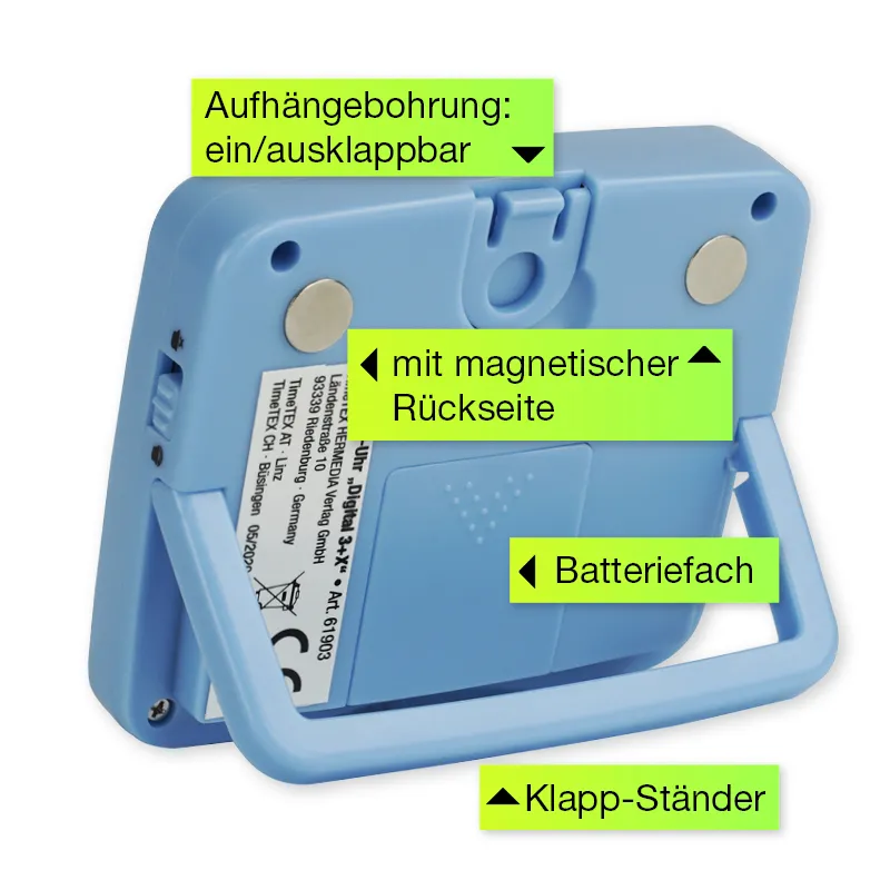 Zeitdauer-Uhr "Digital 3+X", 3 Fixzeiten