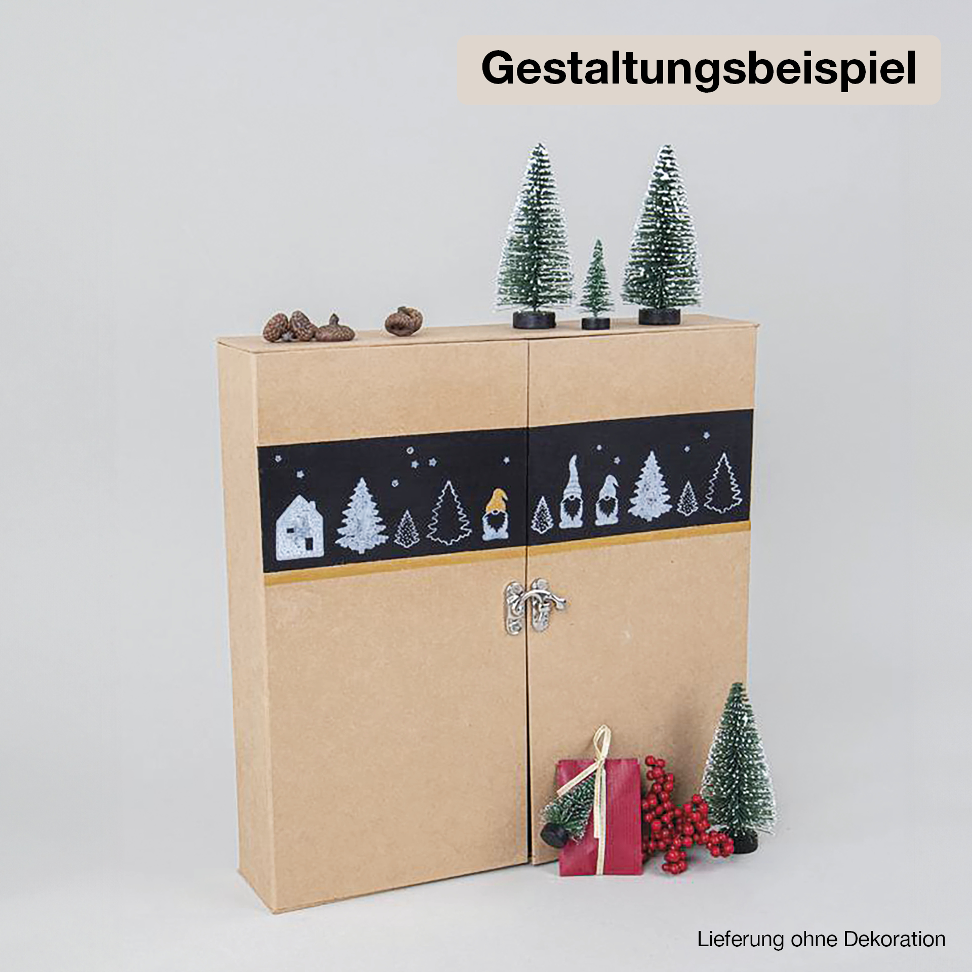 Adventskalender "Schränkchen" aus Pappmaché