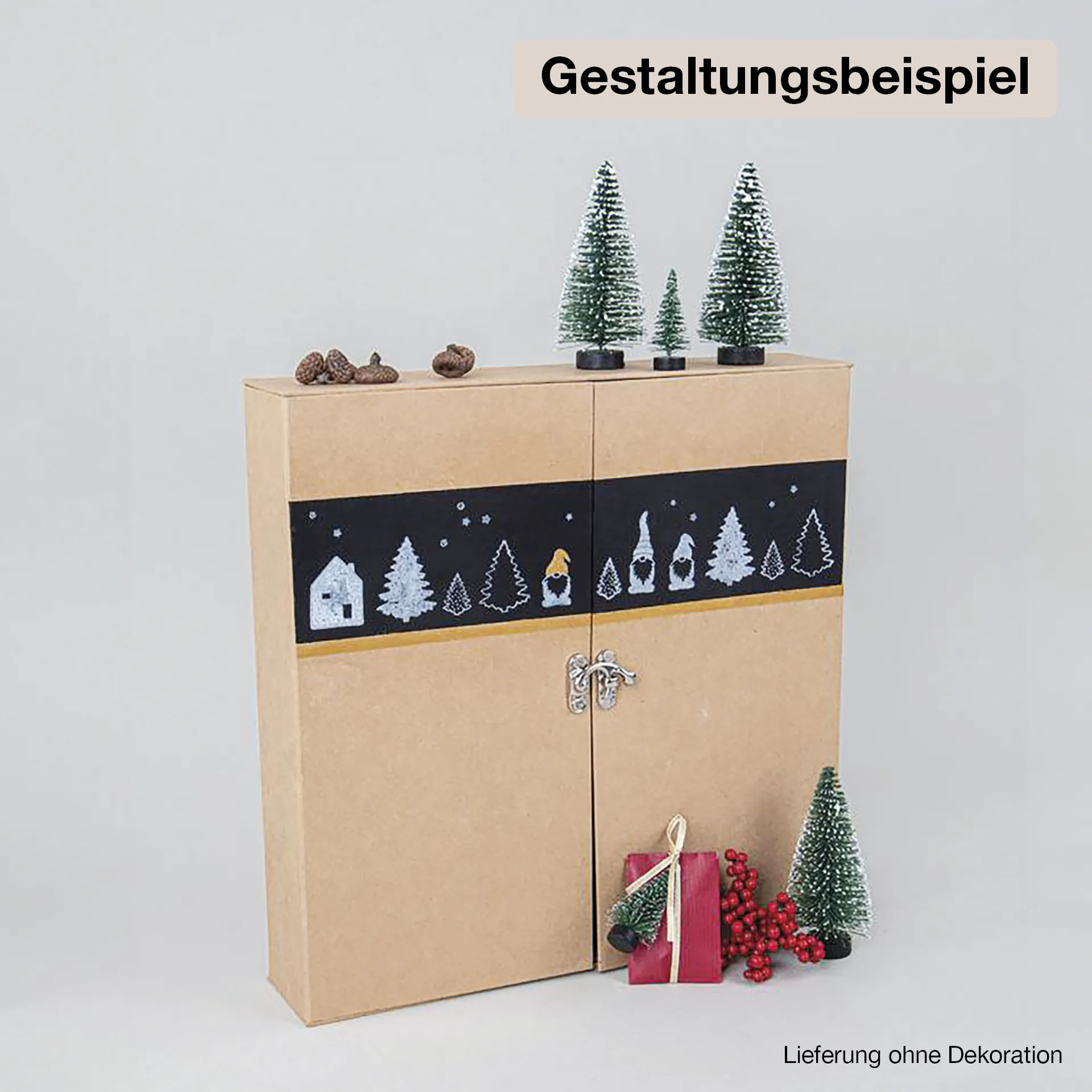 Adventskalender "Schränkchen" aus Pappmaché