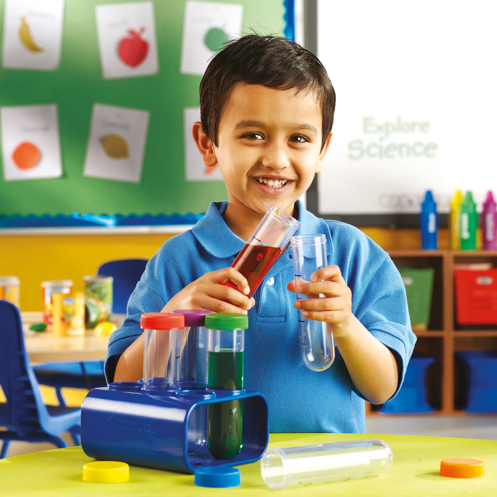 7 provrör XXL-set av plast, med stativ