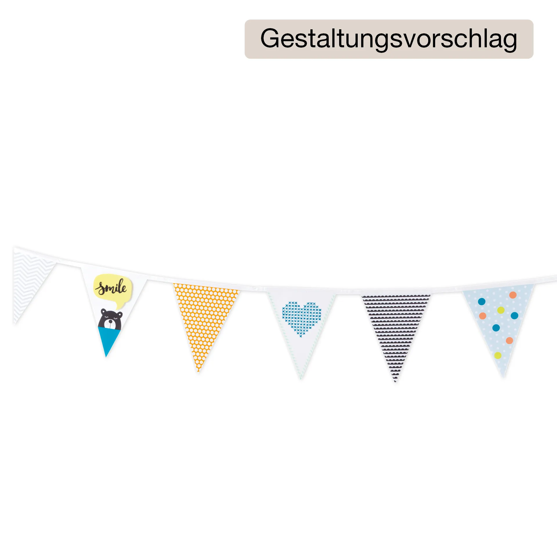 Wimpel-Kette aus Papier, weiss, 2 Stück