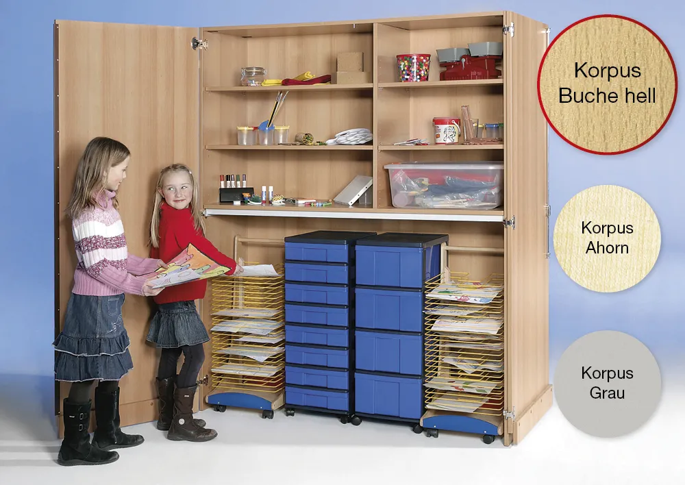 Garagen-Hochschrank XXL, Plustiefe, Trocknungswagen A3, Roll-Container