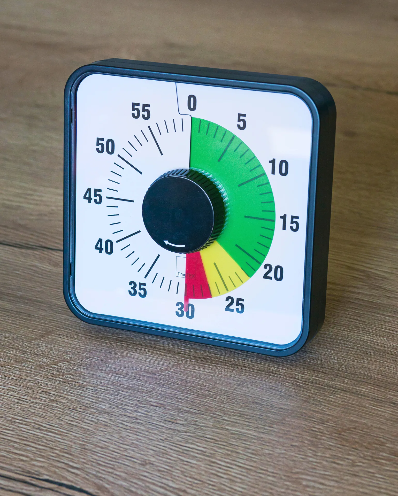 Quadratische Zeitdauer-Uhr mit farbiger Zeitskala