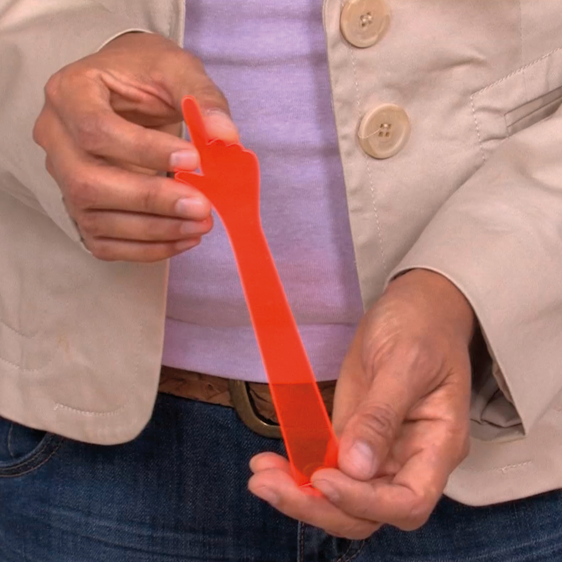 Zeigestab orange "Hand" für OHP-Präsentation