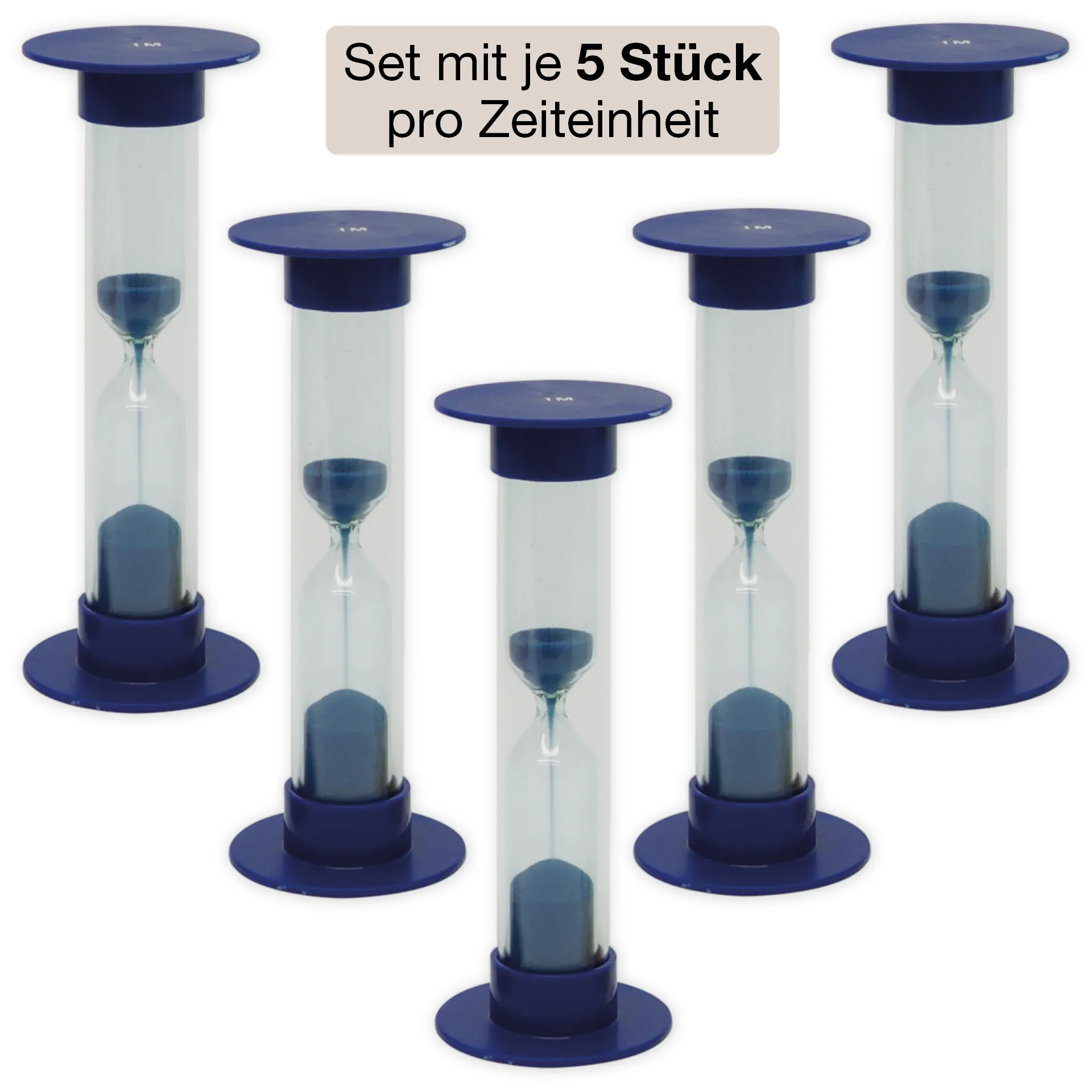 Sanduhren-Set 5-tlg., 10cm hoch, 2,5cm ø (1 Zeiteinheit)