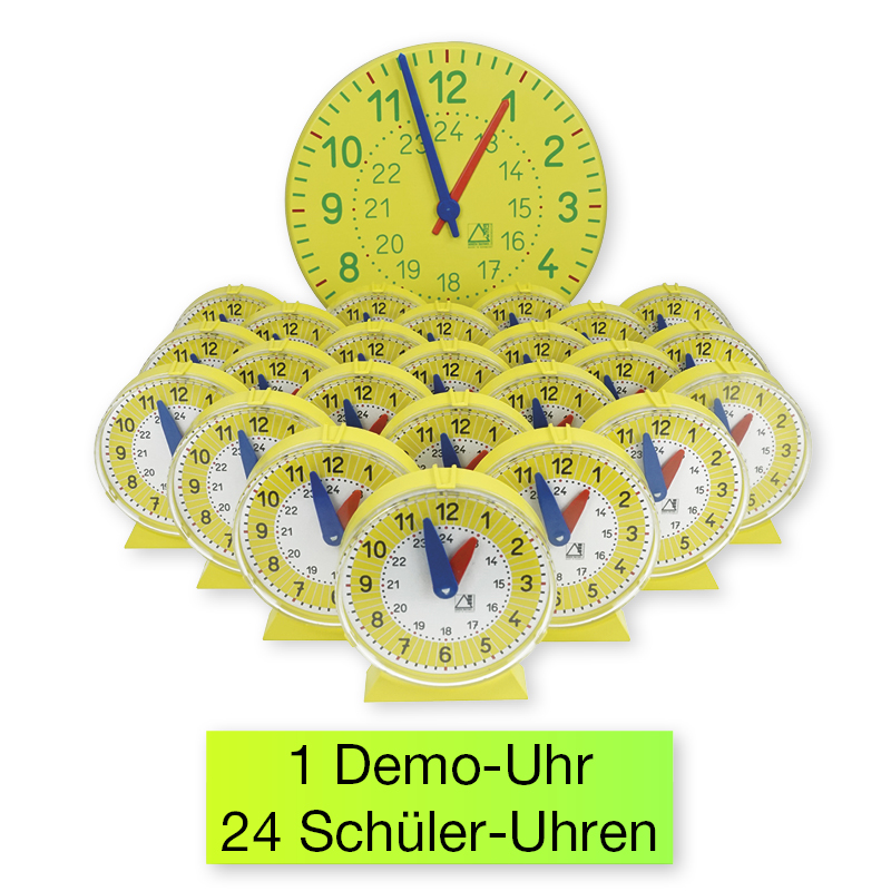 Lern-Uhren-Satz 1-24, 25-tlg. im Koffer