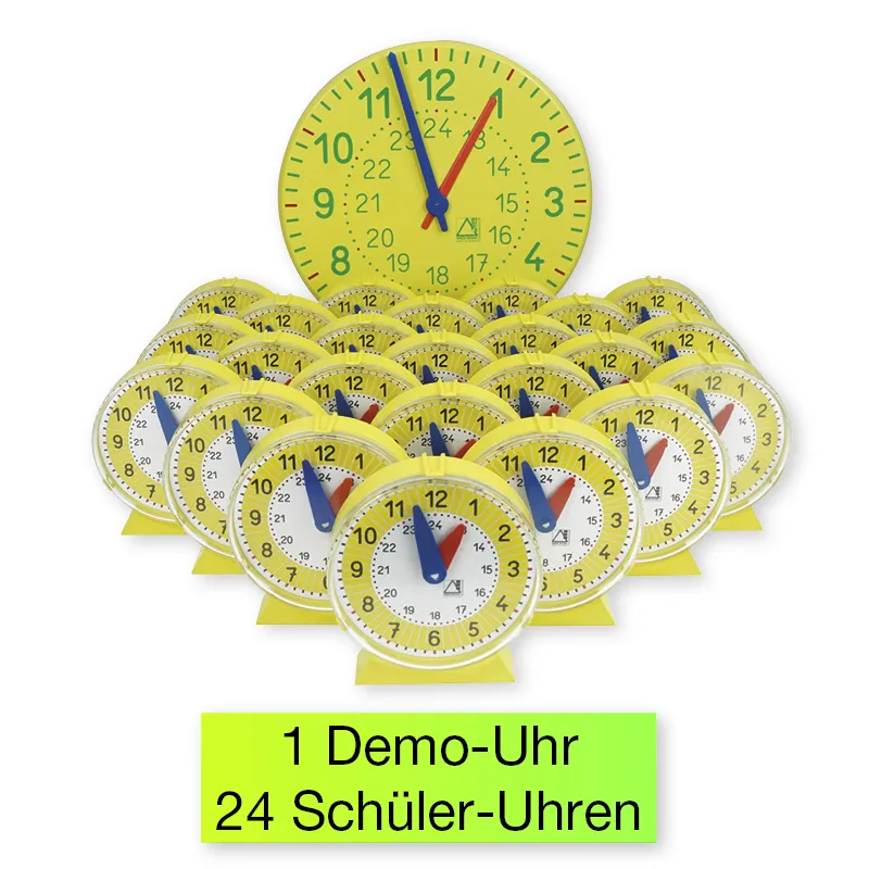 Lern-Uhren-Satz 1-24, 25-tlg. im Koffer