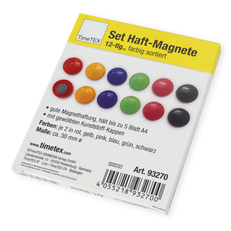 Set Haft-Magnete 30 mm ø, farbig sortiert, 12-tlg.