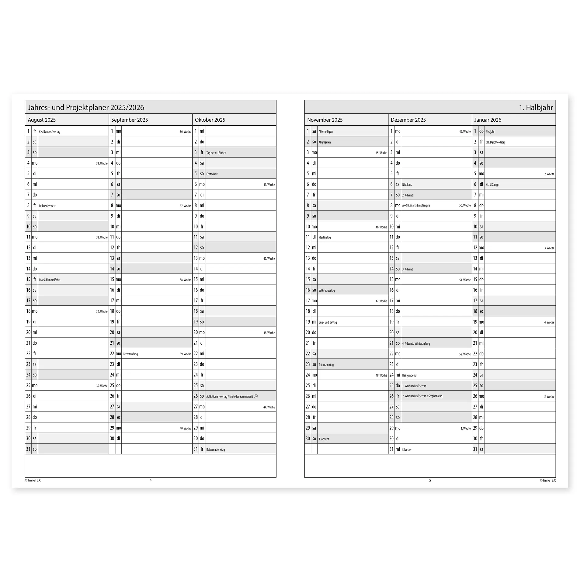 TimeTEX Trend-Schulplaner Hardcover A4-Plus, 2026/2027, lagune