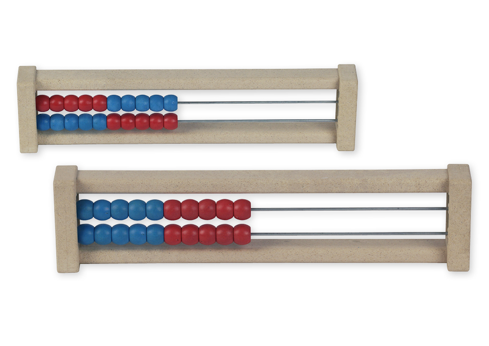 Beräkningsram för 20 nummerserie röd/blå, raka sidodelar