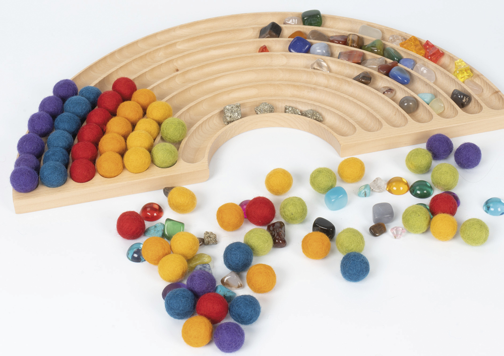 Regenbogen-Brett aus Holz, 45x22 cm