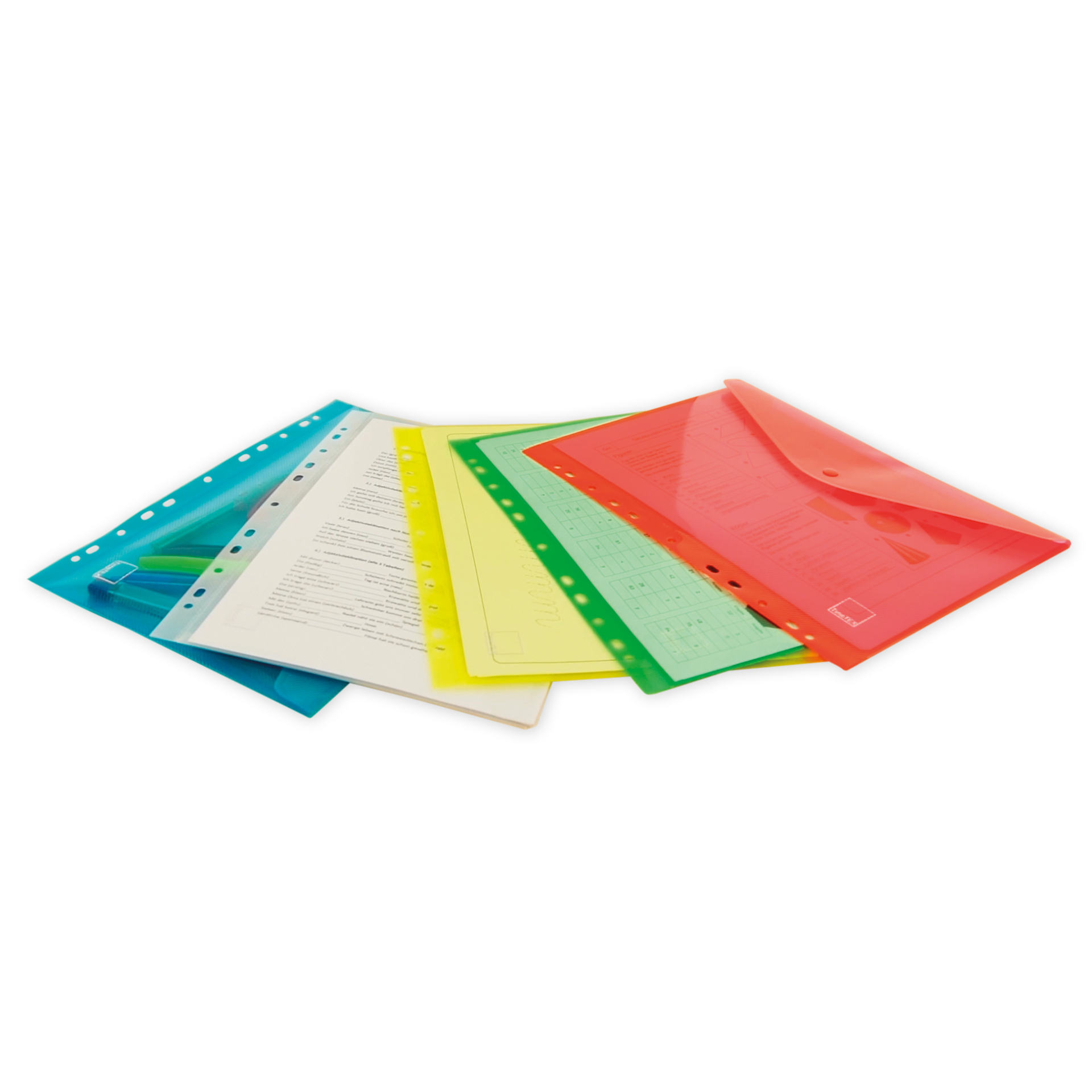 Set Dokumentenmappe A4 zum Abheften, 5-tlg., farbsortiert