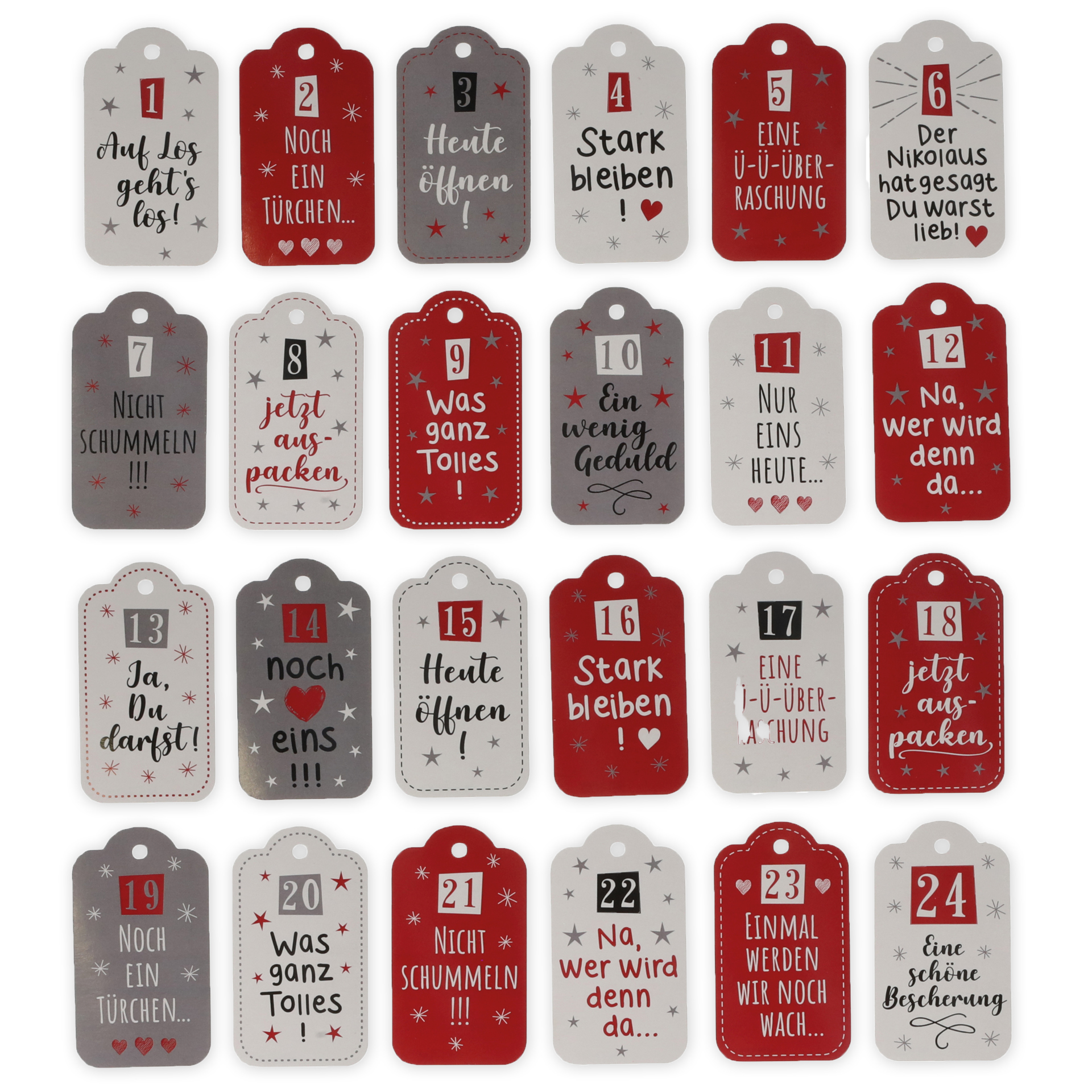 Hagemann Adventskalender-Anhänger "Sprüche", 24 Stück
