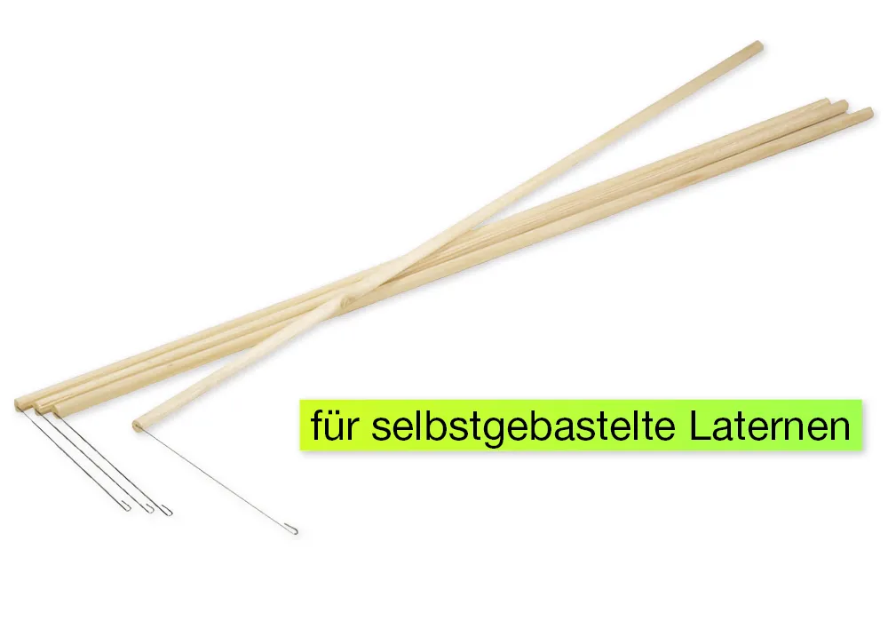 Laternen-Holzstäbe mit Drahtbügel, 50-tlg.