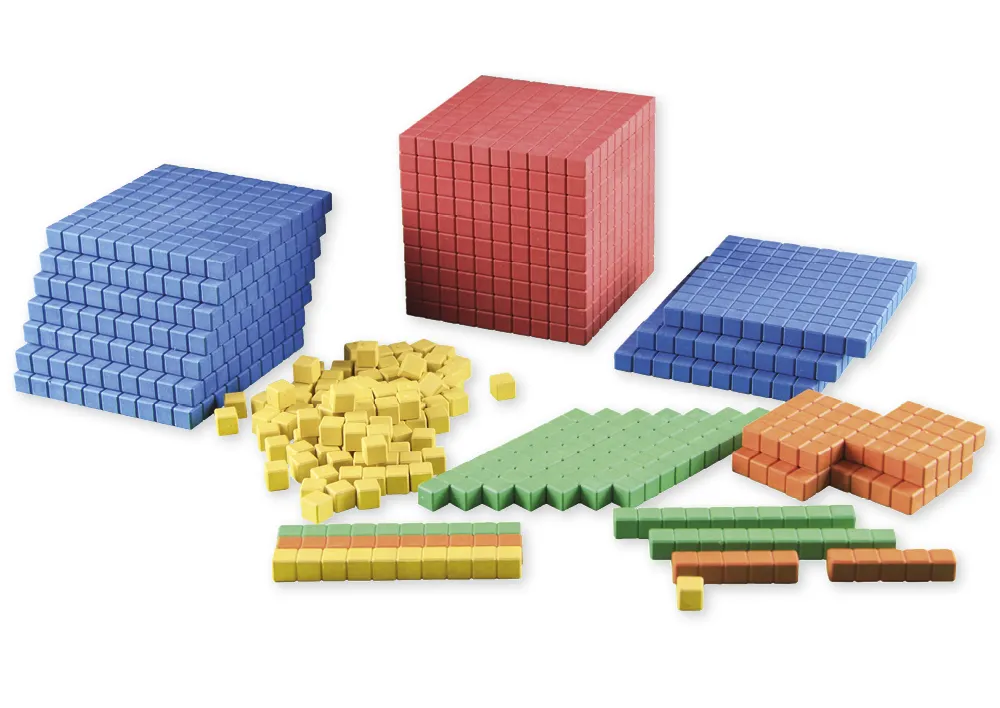 Assortiment d’unités multicolores Dienes, 141 pièces, 1-1000, boîte de rangement