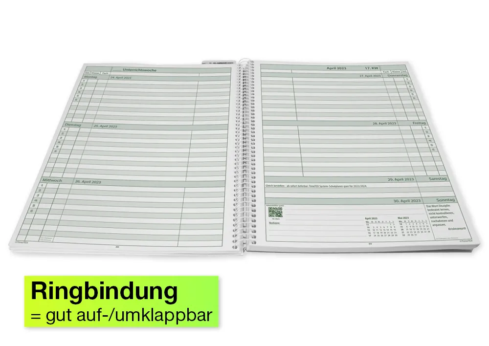 System-Schulplaner-Set 2025/2026 A5-Plus, grün, mit Klick-Schutz-Cover