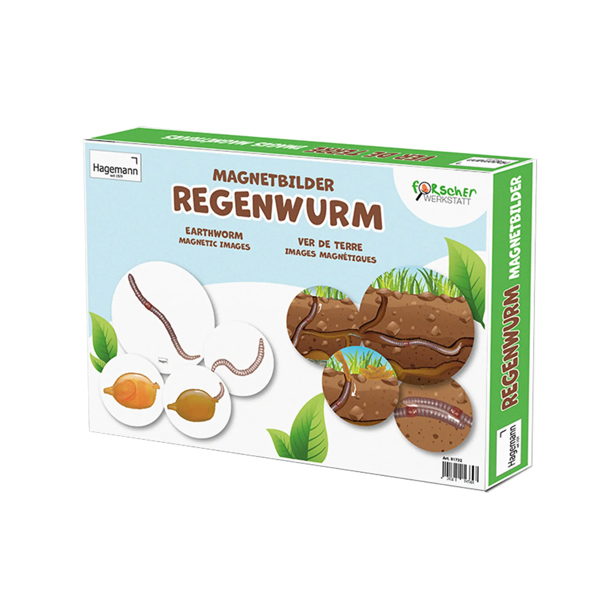 Lebenszyklus und Leben "Regenwurm", magnetisch, 24-tlg.