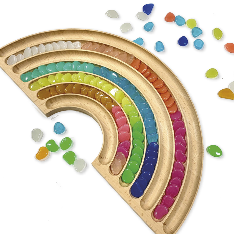 Regenbogen-Brett aus Holz, 45x22 cm