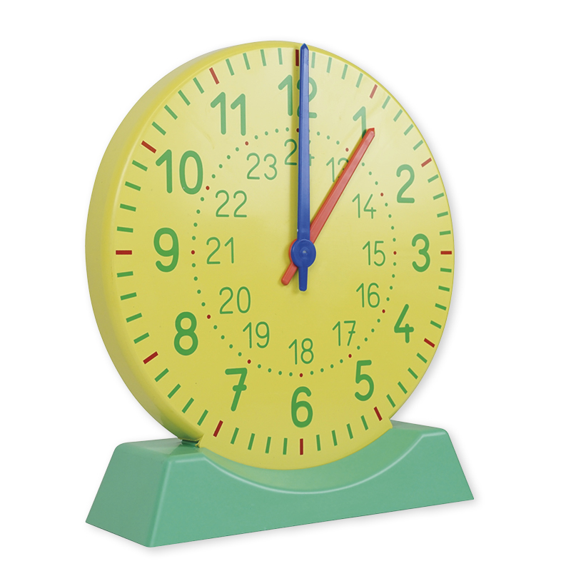 Ceas demonstrativ, pentru profesor, cu picior-suport, 1-24, ø 27 cm