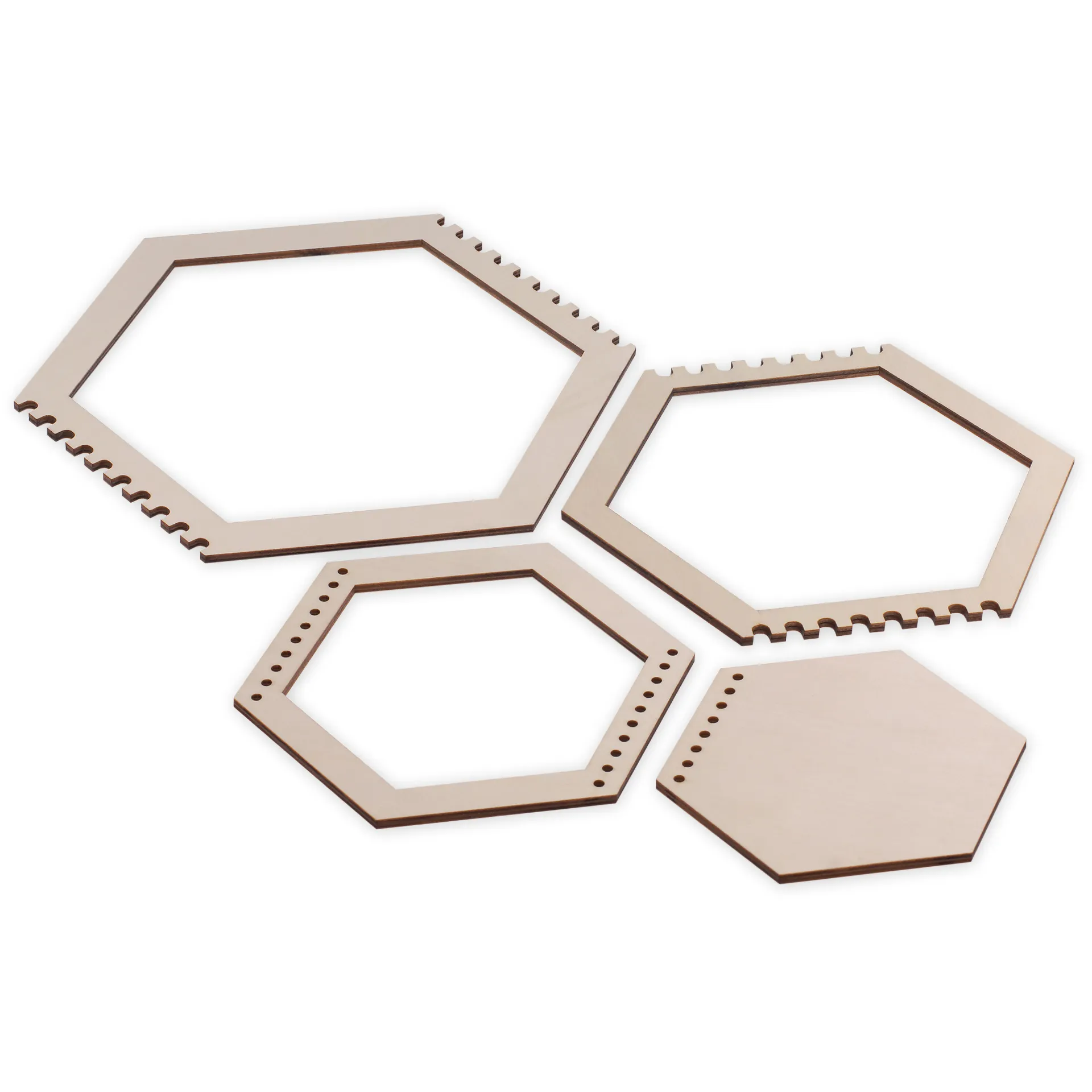 Web- und Fädelwaben aus Holz, 8 Stück