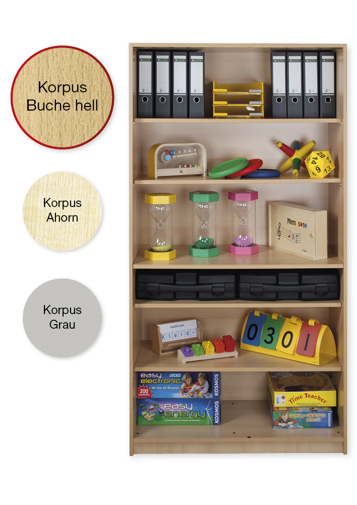 Material-Hochschrank-Regal L, Plustiefe, 6 Fachböden