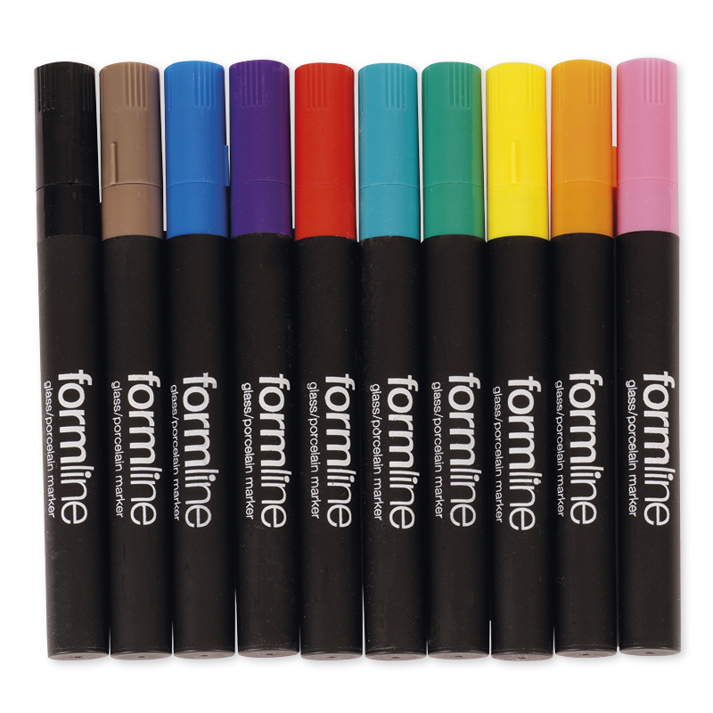 Glas- und Porzellanmaler deckend, Strichstärke 2-4 mm, 10 Stück