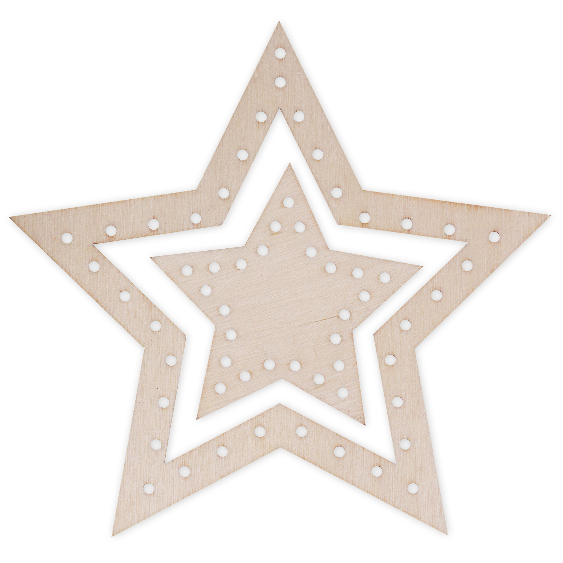 Fädelsterne aus Holz, 12 Stück