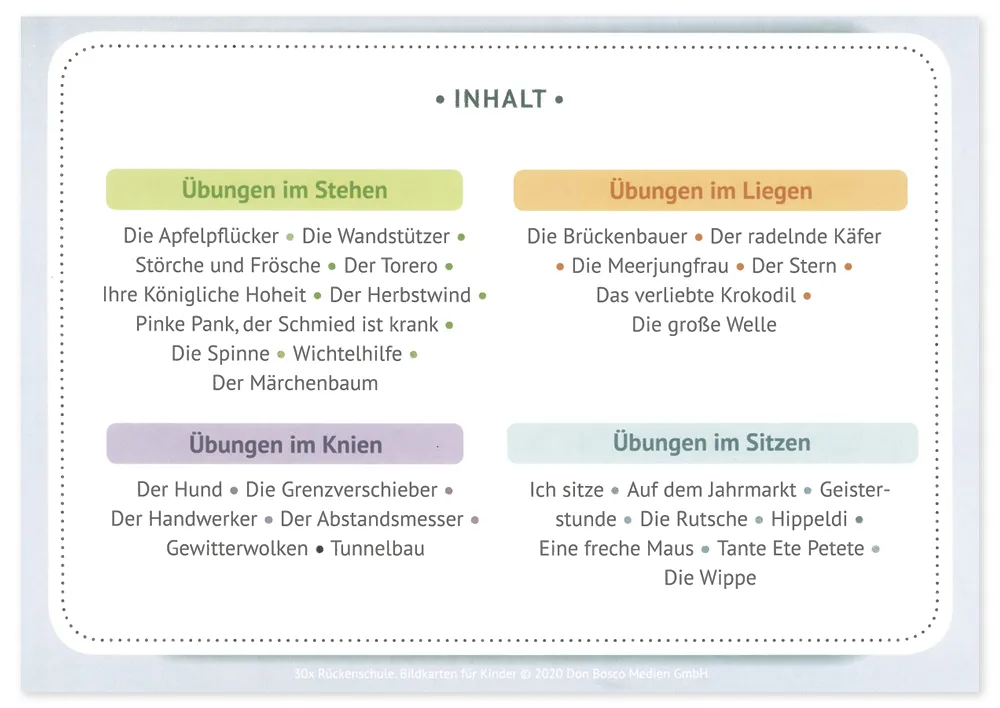 Karten-Set "30x Rückenschule Bildkarten für Kinder"