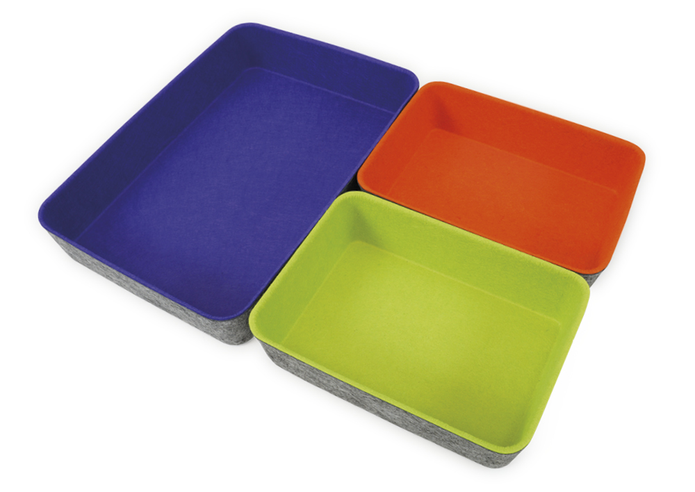 Juego de bandejas de fieltro TimeTEX "Colori", 3 uds.
