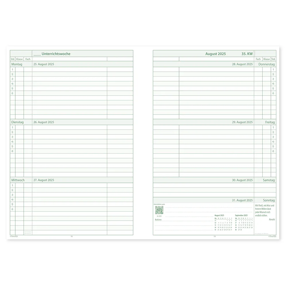 TimeTEX System-Schulplaner A5, grün 2026/2027