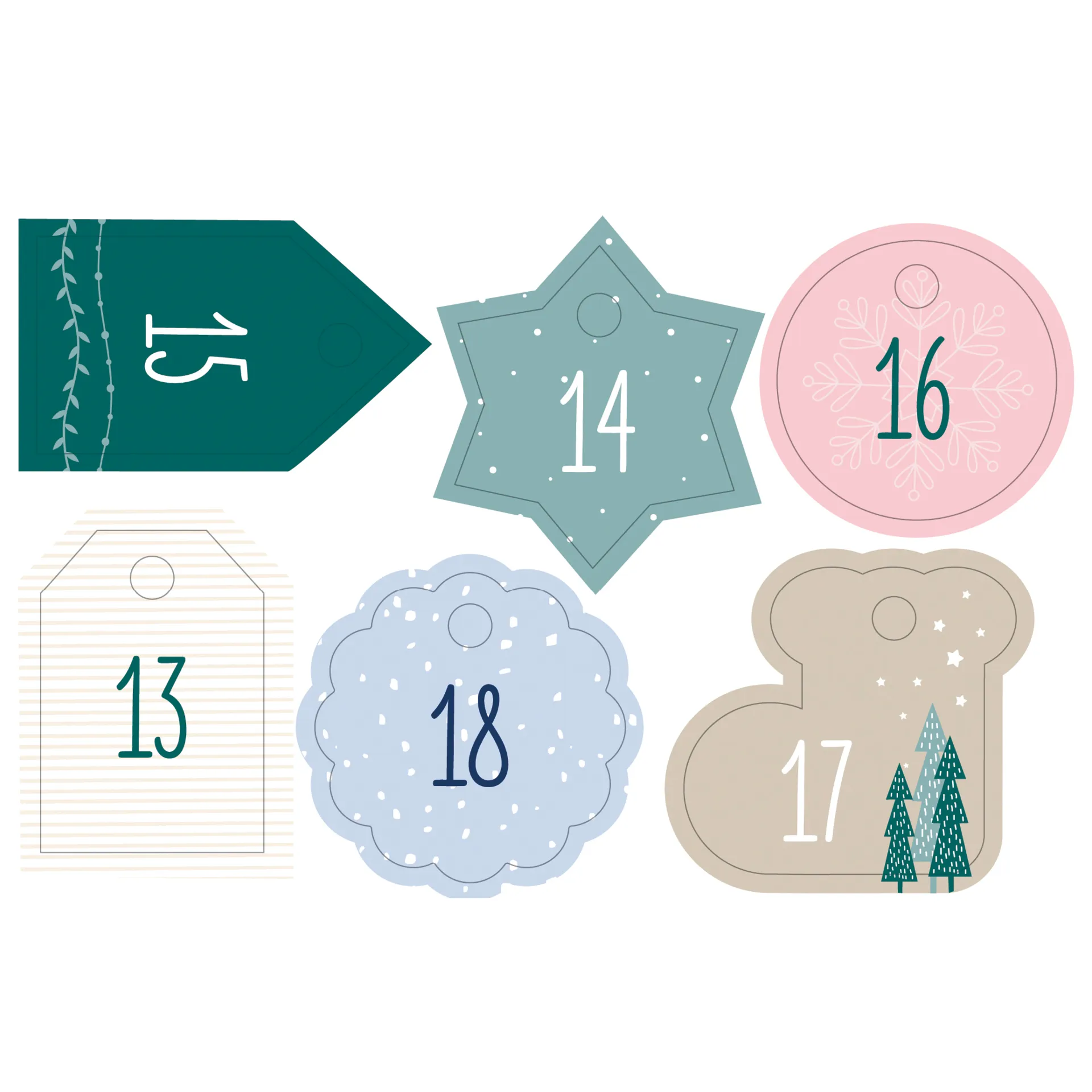 Bastelset "Adventskalender Basic", Stoffbeutel, 49-tlg.