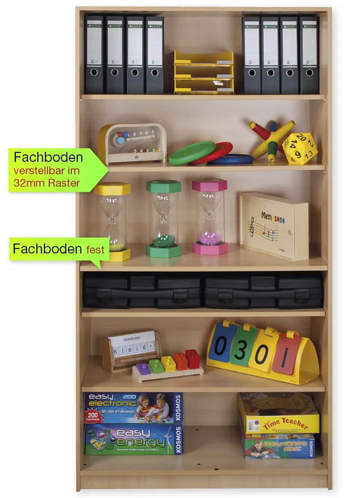 Material-Hochschrank-Regal L, Plustiefe, 6 Fachböden