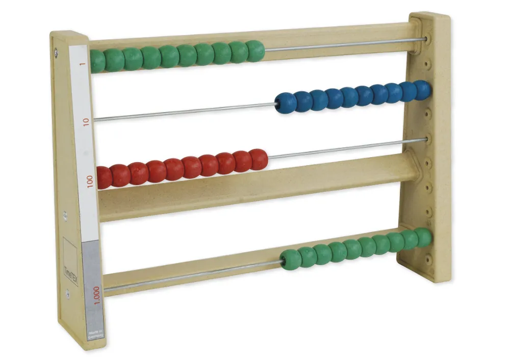 Montessori počítadlo vyrobené z RE-Wood, 4 řady,v každé 10 kuliček "Montessori Premium"