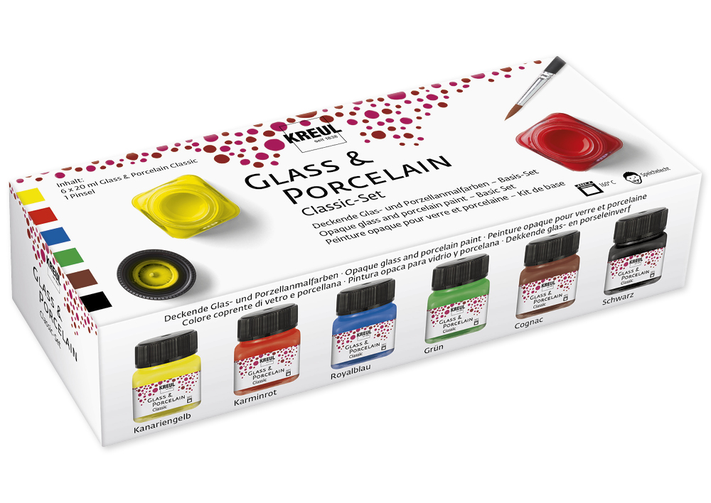 KREUL Glas- und Porzellanmalfarbe Classic, 6 x 20 ml