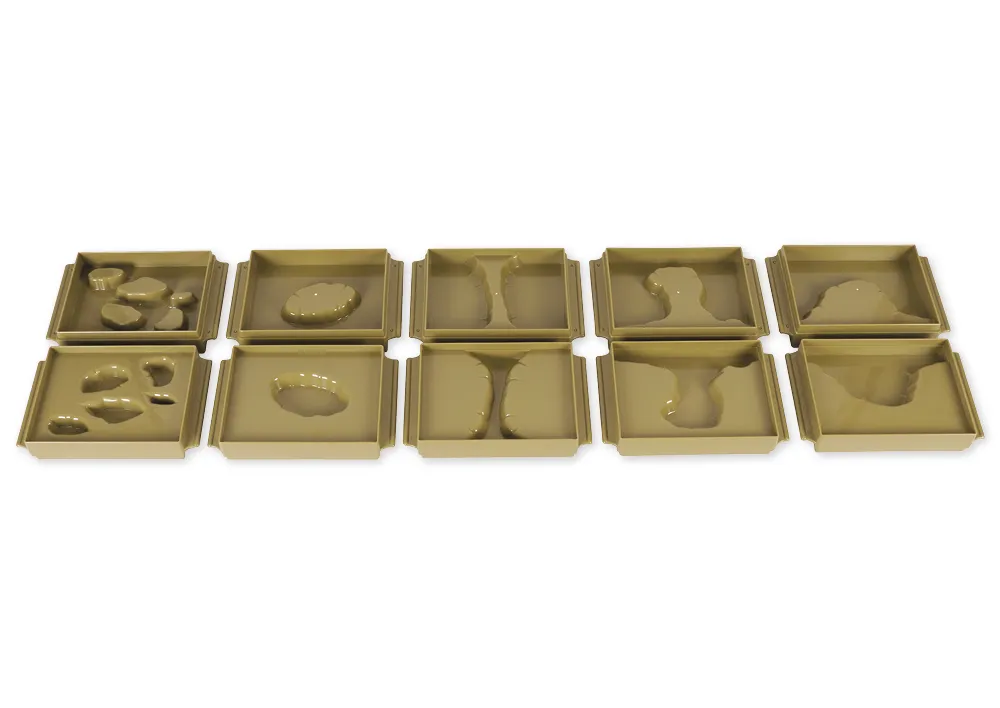 TimeTEX - Tăvițe cu forme de pământ și apă, 10 bucăți "Montessori Premium"