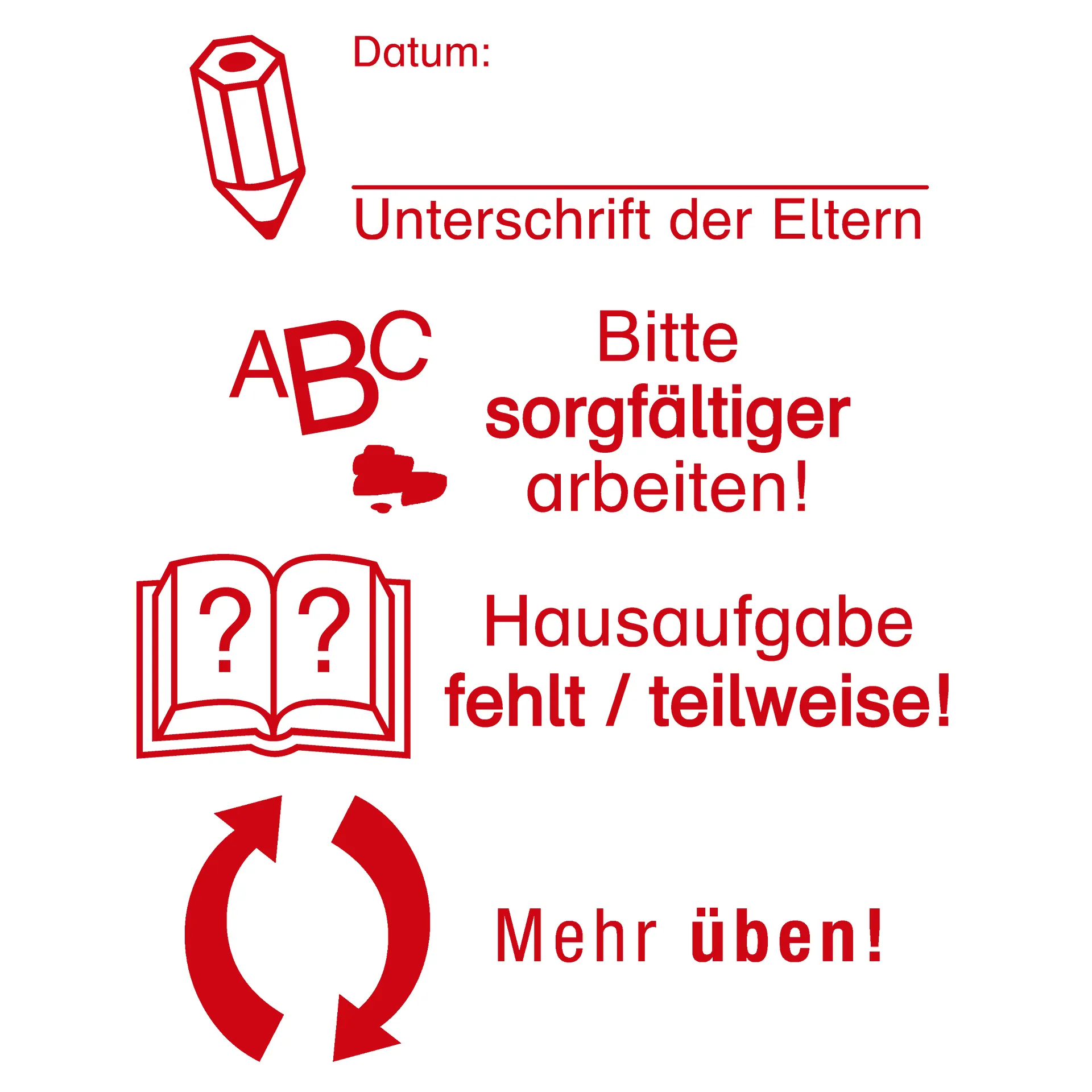 Siebdruck-Stempel "Perpetuum", 4 in 1, "Unterschrift"